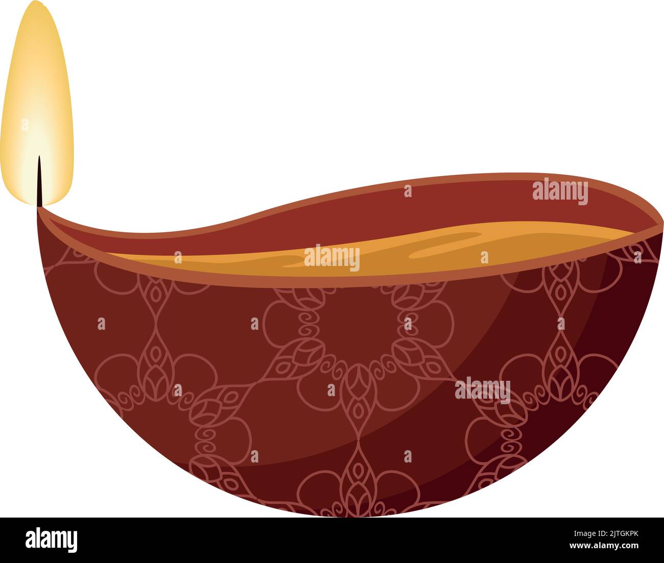diwali wooden lamp decorative Stock Vector