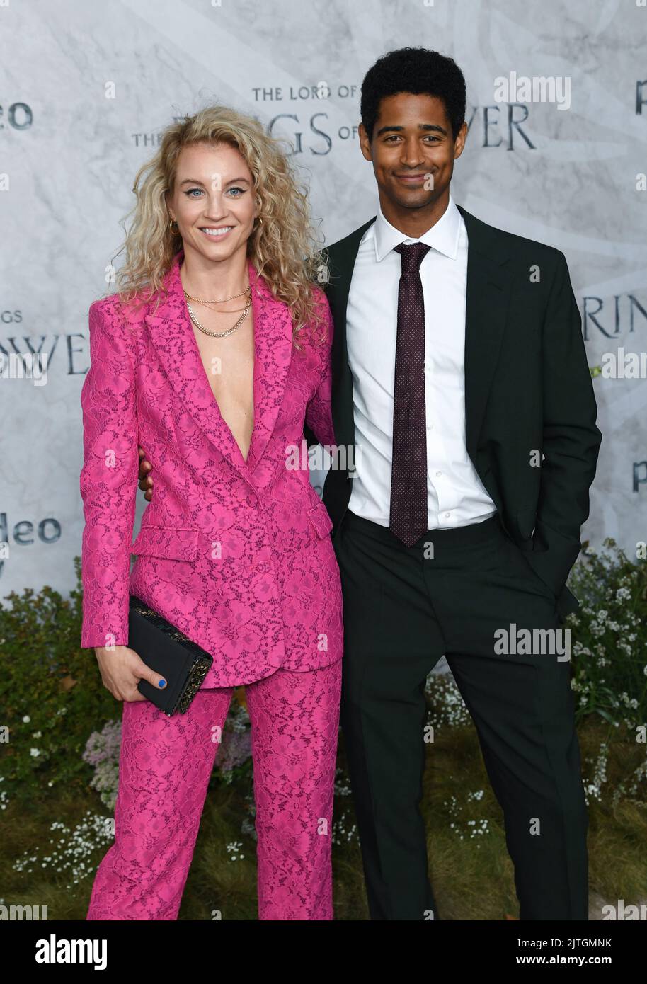 August 30th, 2022. London, UK. Alfred Enoch and Mona Godfrey arriving at the Global Premiere of The Lord of the Rings: The Rings of Power, Odeon Cinema, Leicester Square, London. Credit: Doug Peters/EMPICS/Alamy Live News Stock Photo