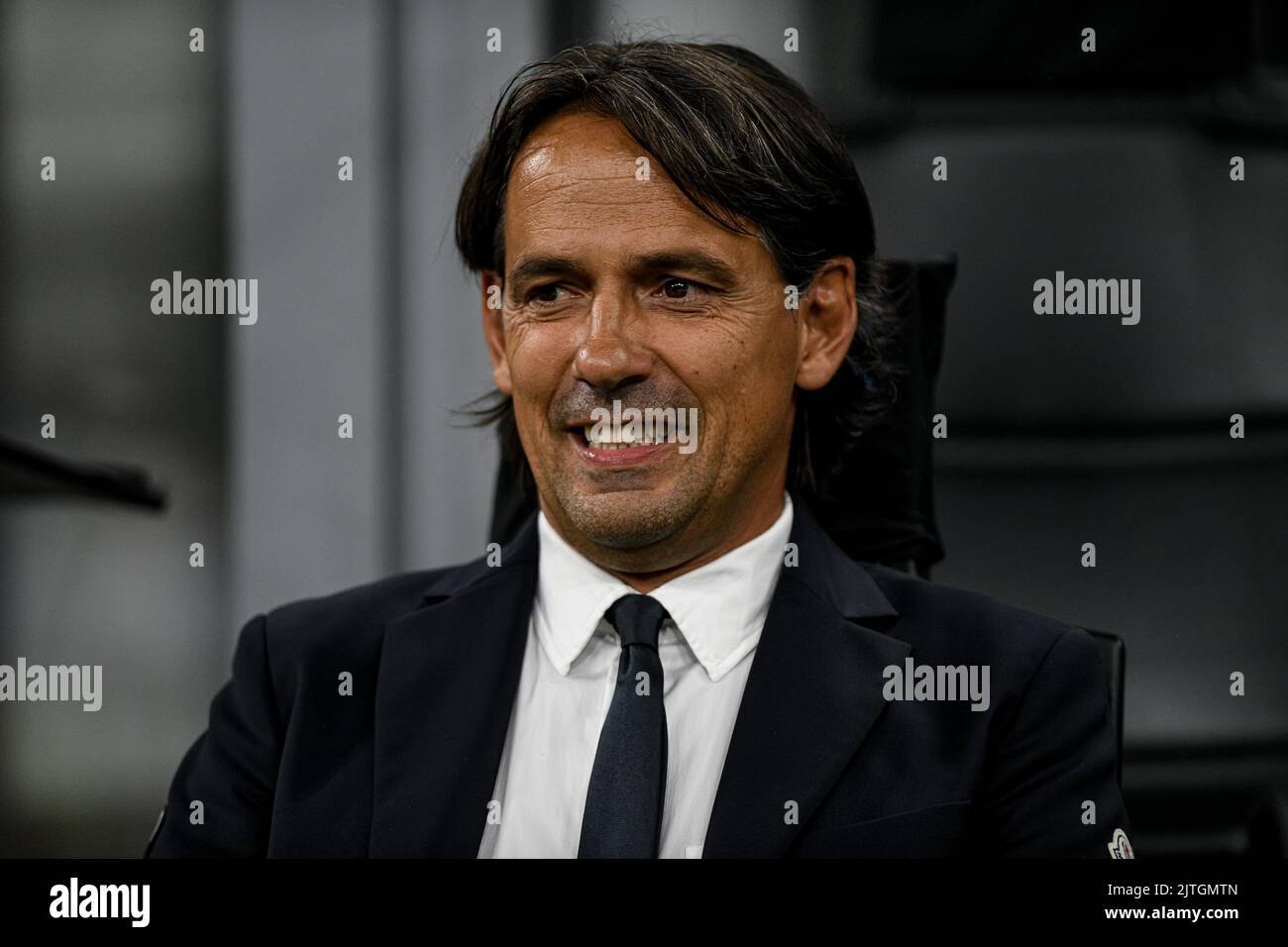 Simone Inzaghi, head coach of FC Internazionale during the Italian Serie A football match FC Internazionale vs Cremonese at San Siro stadium in Milan, Italy on 30/08/22 Stock Photo