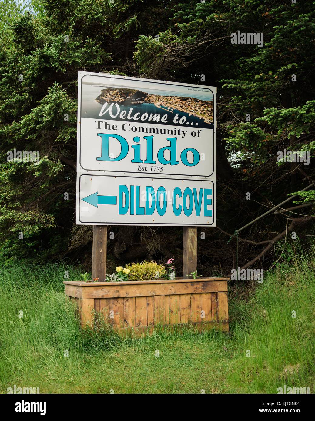 Welcome To Dildo Sign Dildo Newfoundland And Labrador Canada Stock 