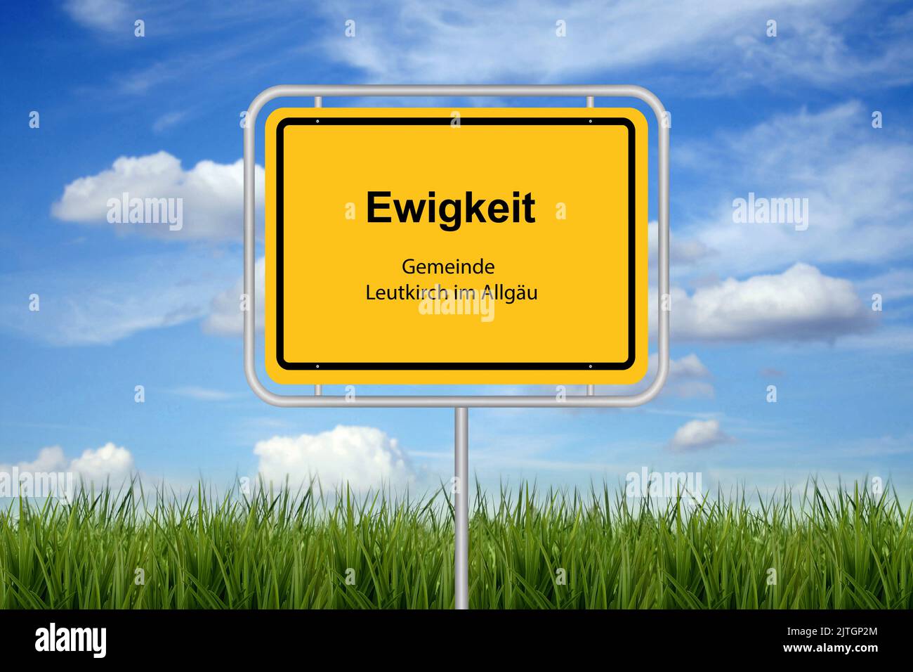 city sign lettering Ewigkeit (eternity), Gemeinde Leutkirch im Allgaeu, Germany, Baden-Wuerttemberg Stock Photo