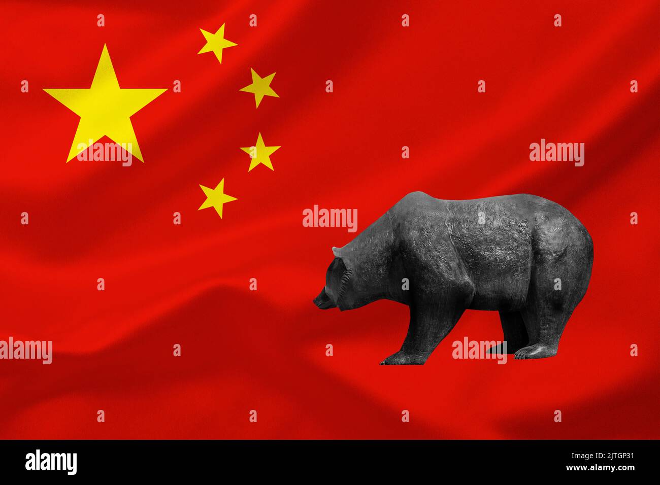 Flag of China, Bear Market Falling prices in China, China Stock Photo
