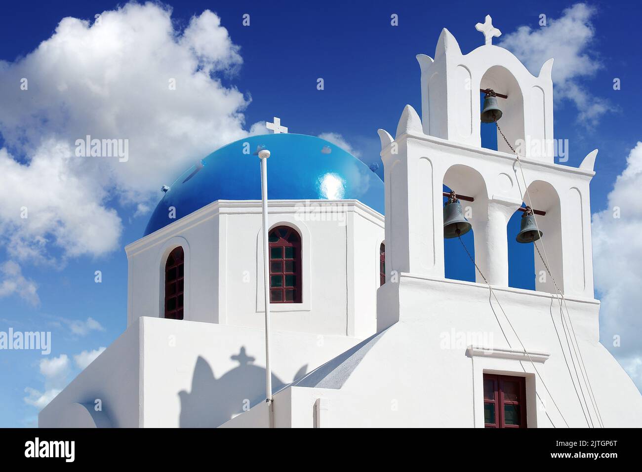 Blue church dome on Santorin, Greece, Cyclades, Santorin Stock Photo
