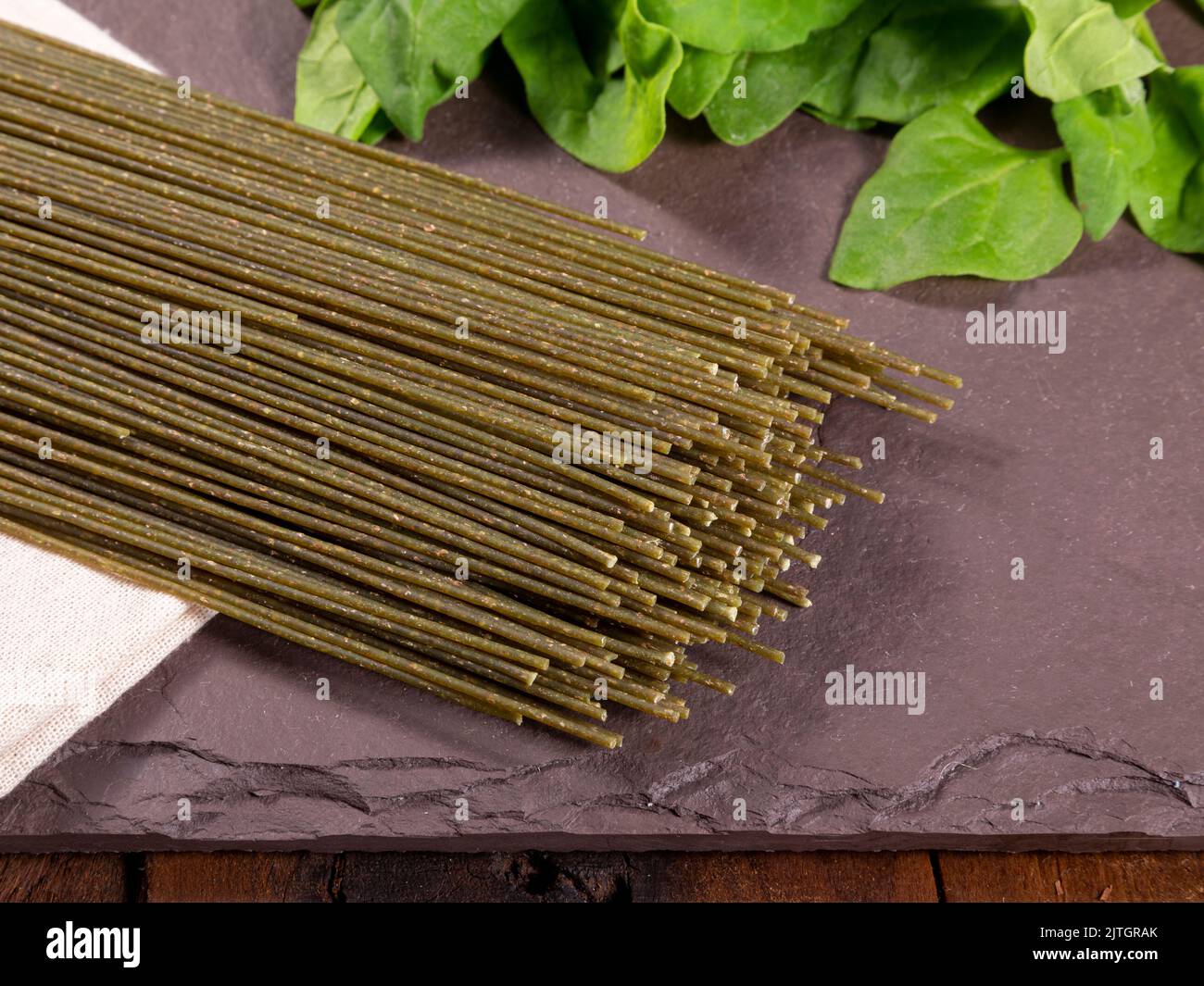 Vegetarian, vegan spinach noodles. Healthy food Stock Photo Alamy
