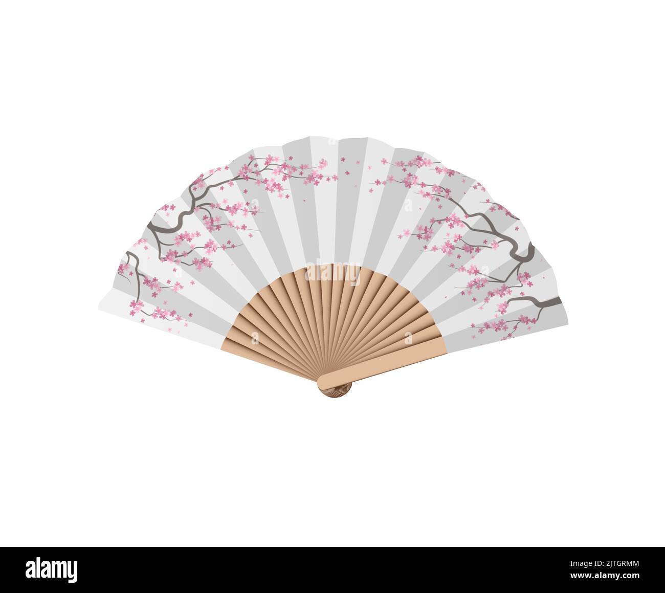 Chinese Bamboo Hand Fan Folded Handfan in Red Plum Flower Graphic Design 