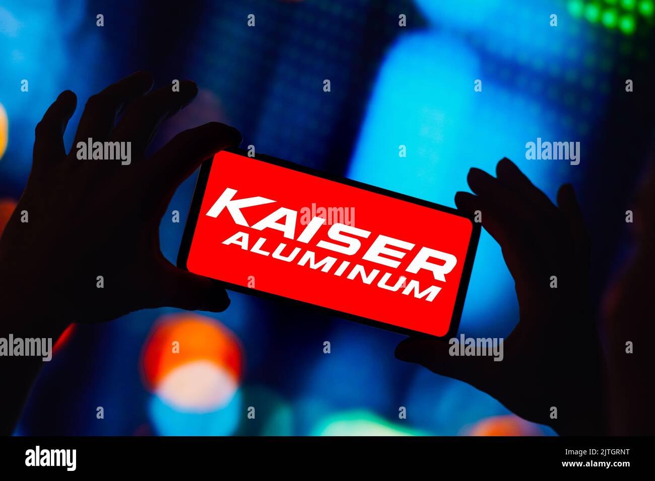 Kaiser Sign Inox In this photo illustration, the Kaiser Aluminium Corporation logo is ...