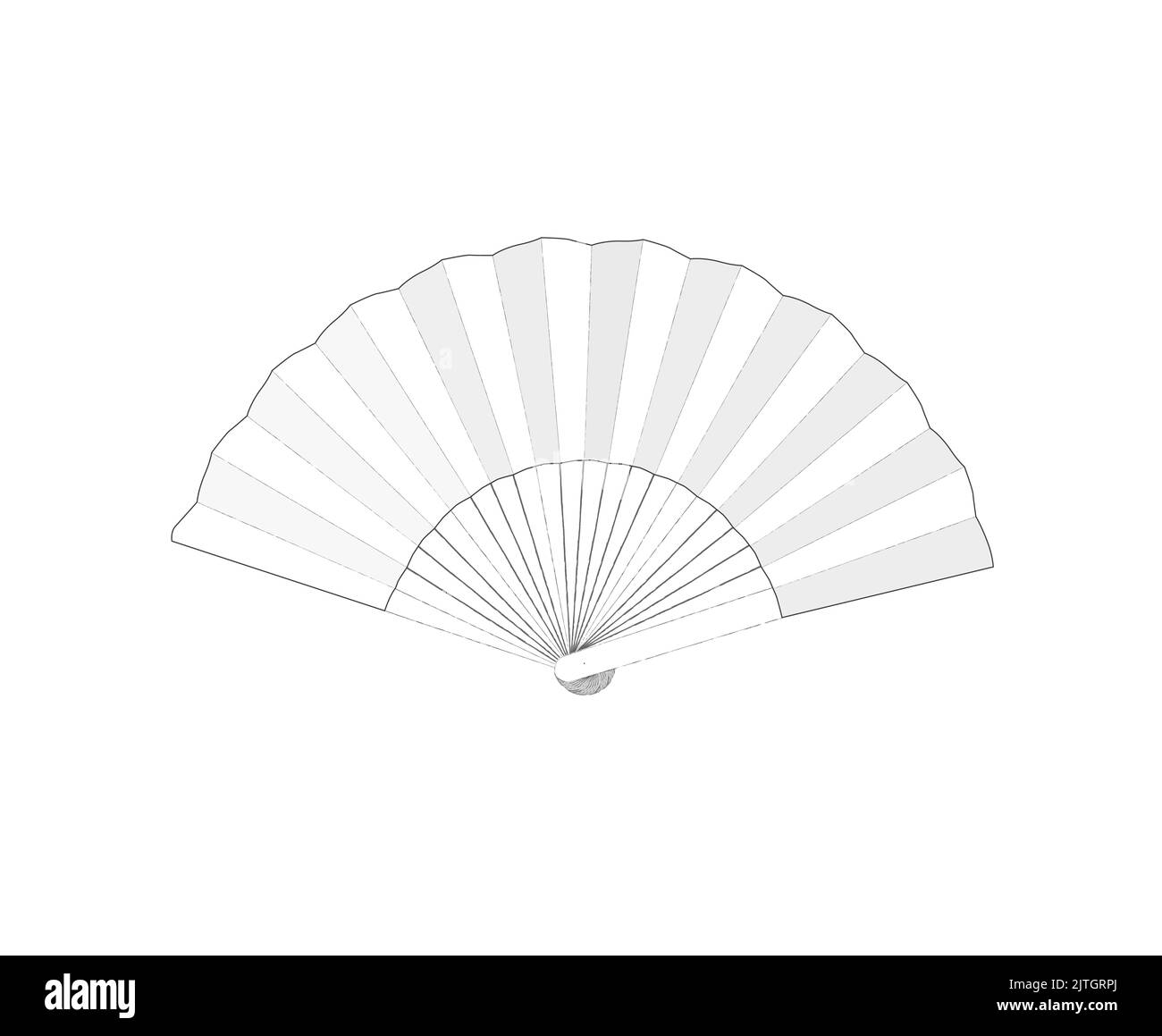 Hand fan, simple japanese geisha white paper air fan. Vector illustration. Asian traditiional accessory. Graphic stock image. bamboo wood woman china Stock Vector