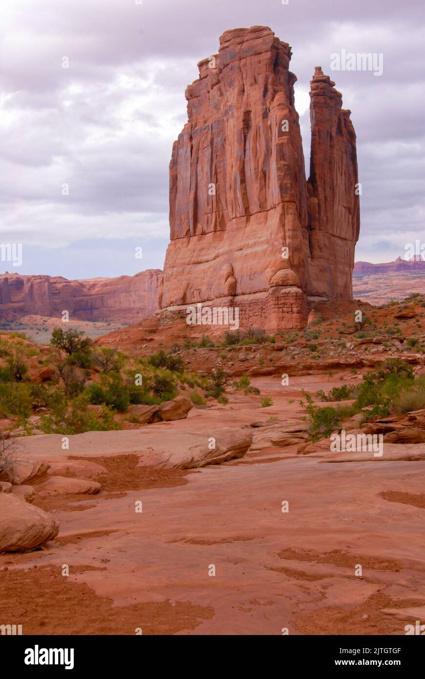 Tower of Babel on the Park Avenue Trail in Arches National Park in Utah Stock Photo