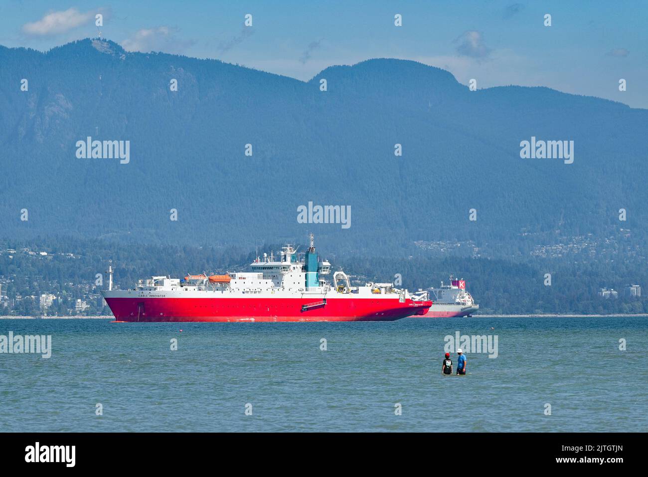 Fibre optic cable laying ship, Cable Innovator, English Bay, Vancouver