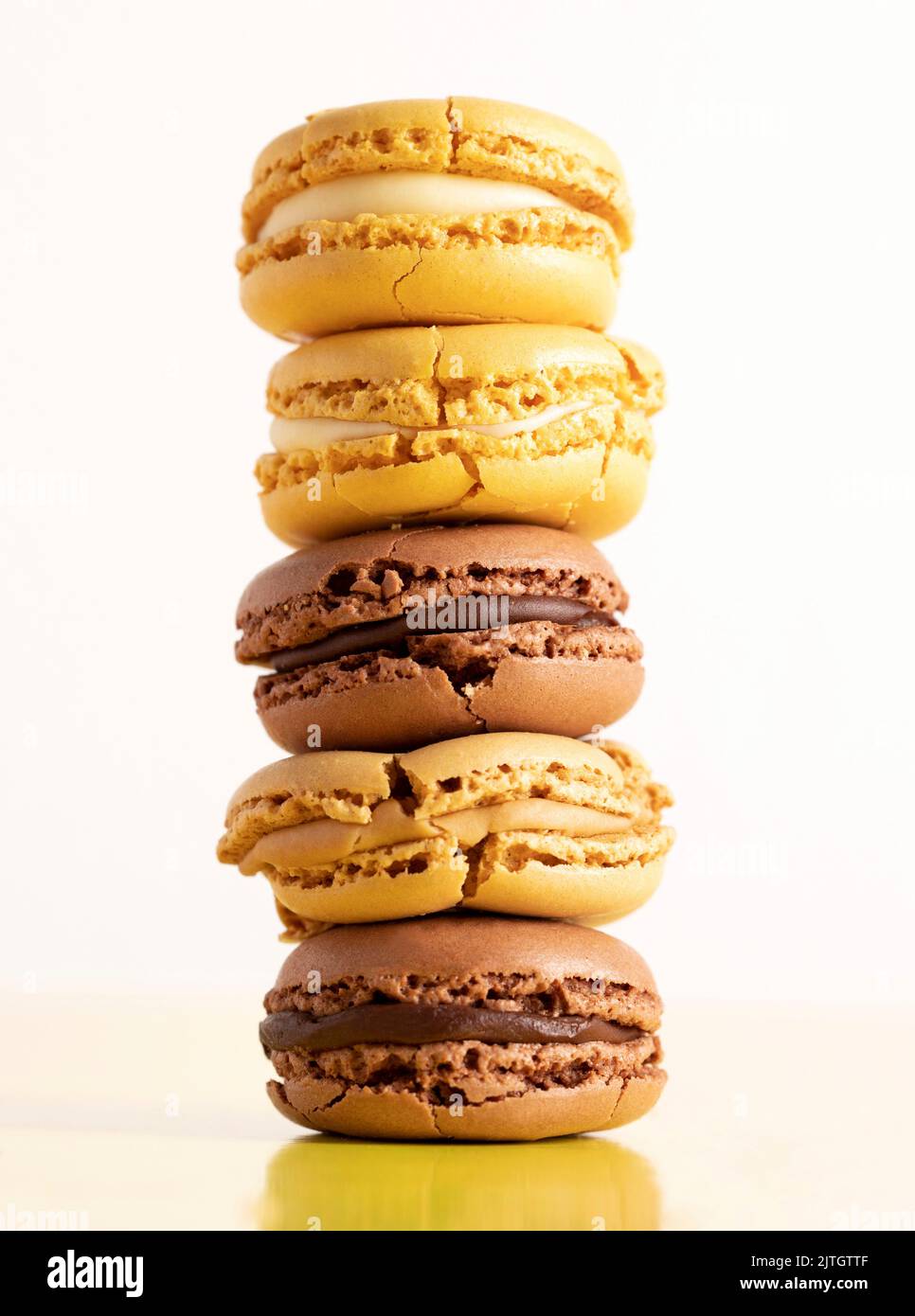 Crushed chocolate and vanilla french macarons Stock Photo
