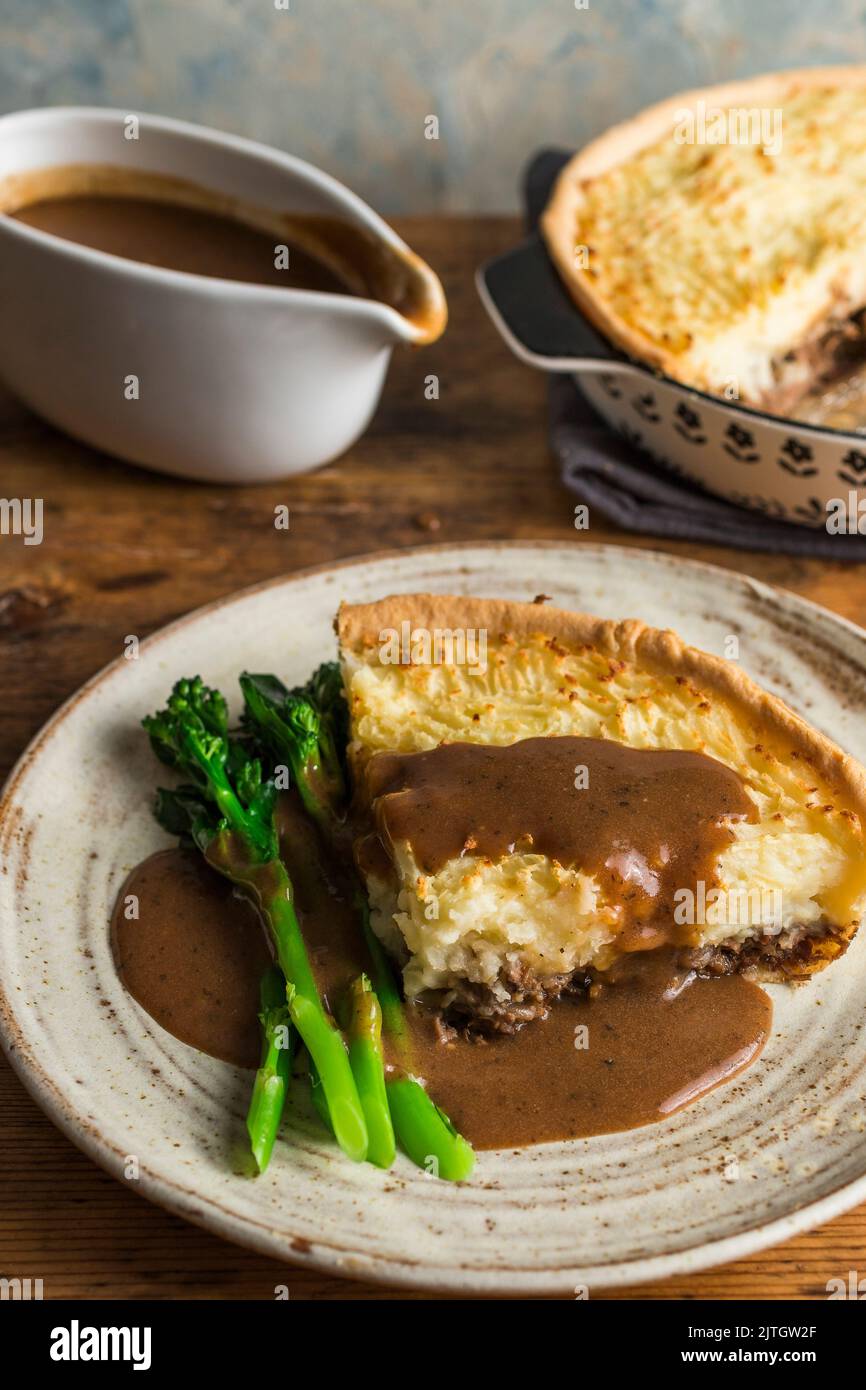 Minted Lamb Pie with pastry base and mashed potato topping Stock Photo