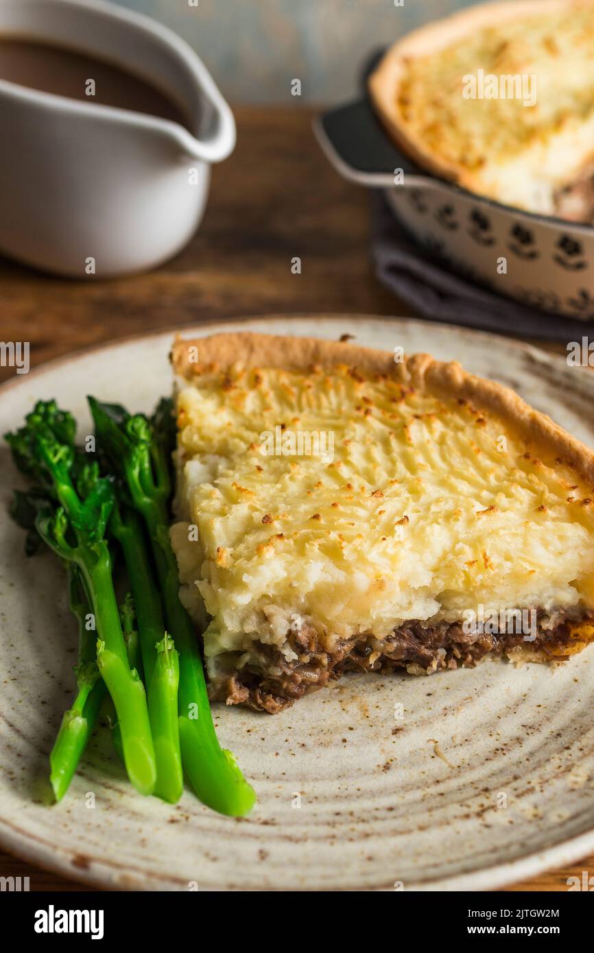 Minted Lamb Pie with pastry base and mashed potato topping Stock Photo