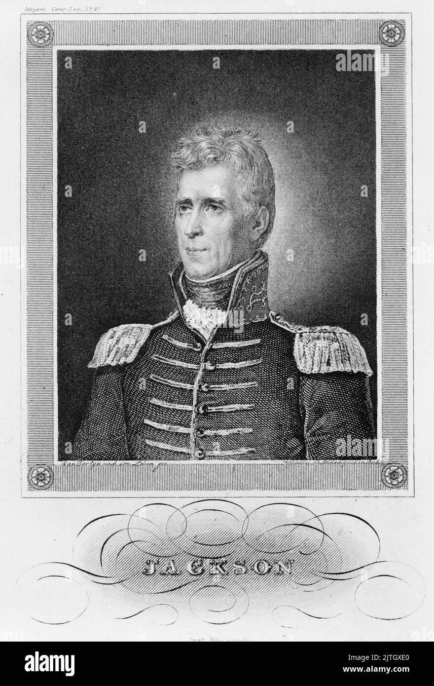 An engraving by Andrew Jackson, who was the seventh president of the USA. Stock Photo
