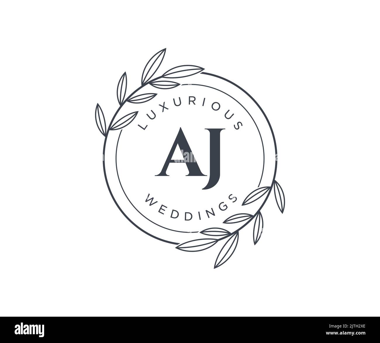 AJ Initials letter Wedding monogram logos template, hand drawn modern ...