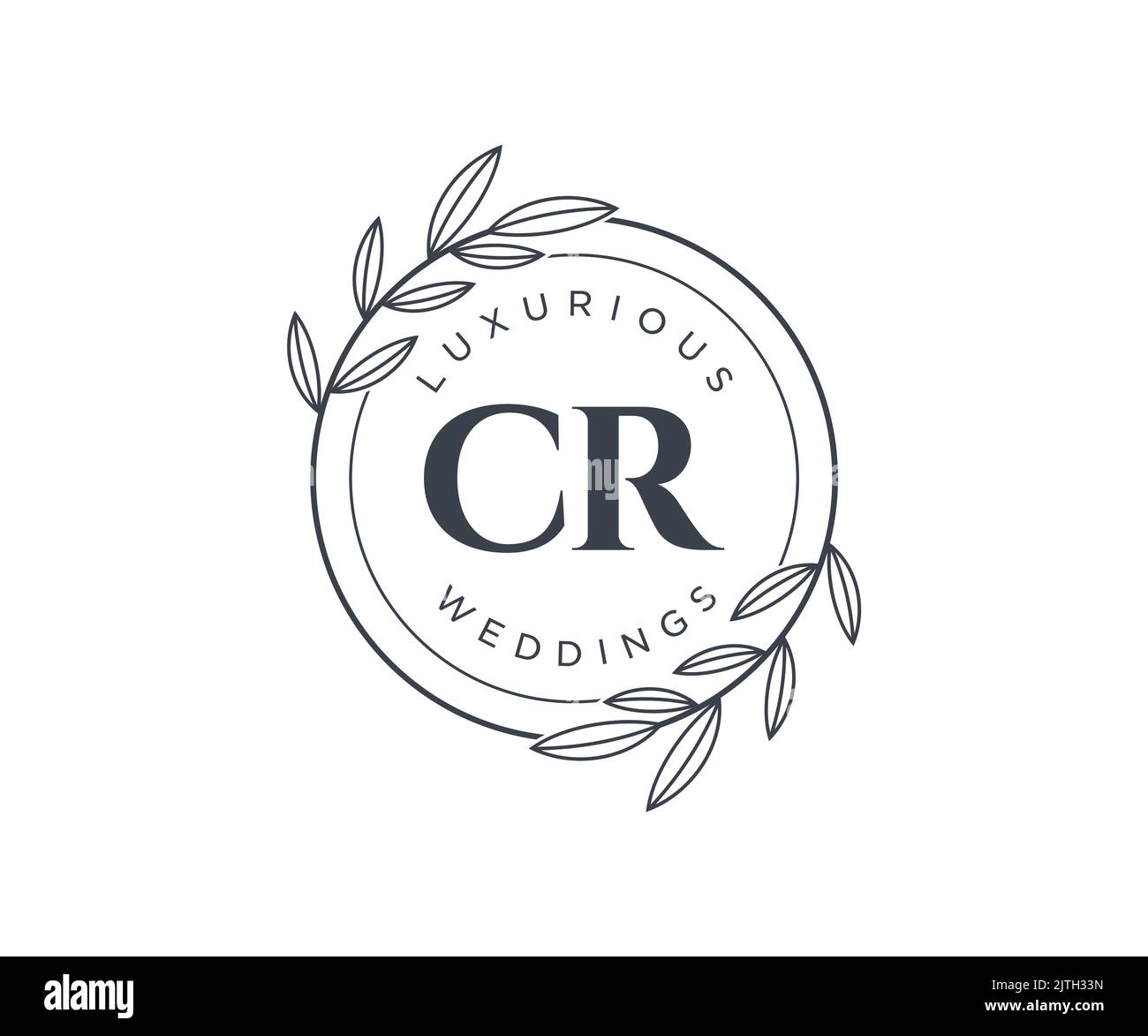 CR Initials letter Wedding monogram logos template, hand drawn modern minimalistic and floral templates for Invitation cards, Save the Date, elegant Stock Vector