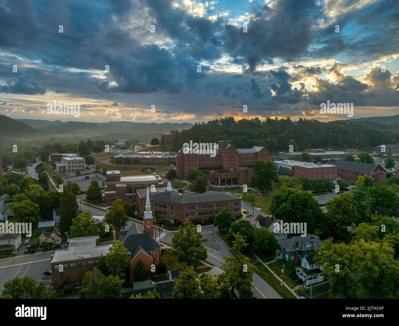 Aerial view of Mansfield Pennsylvania, Small town USA Stock Photo Alamy