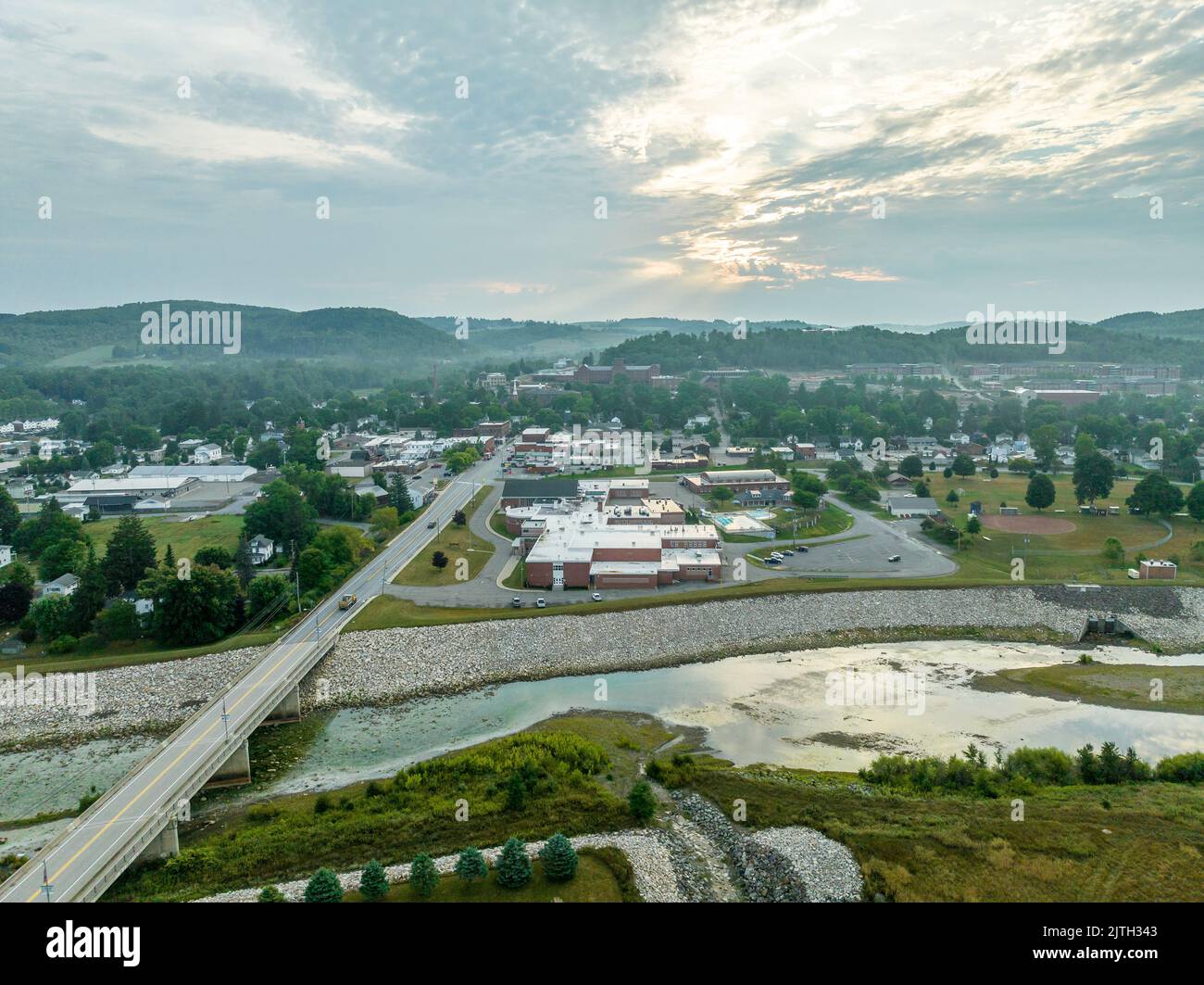 Aerial view of Mansfield Pennsylvania, Small town USA Stock Photo Alamy