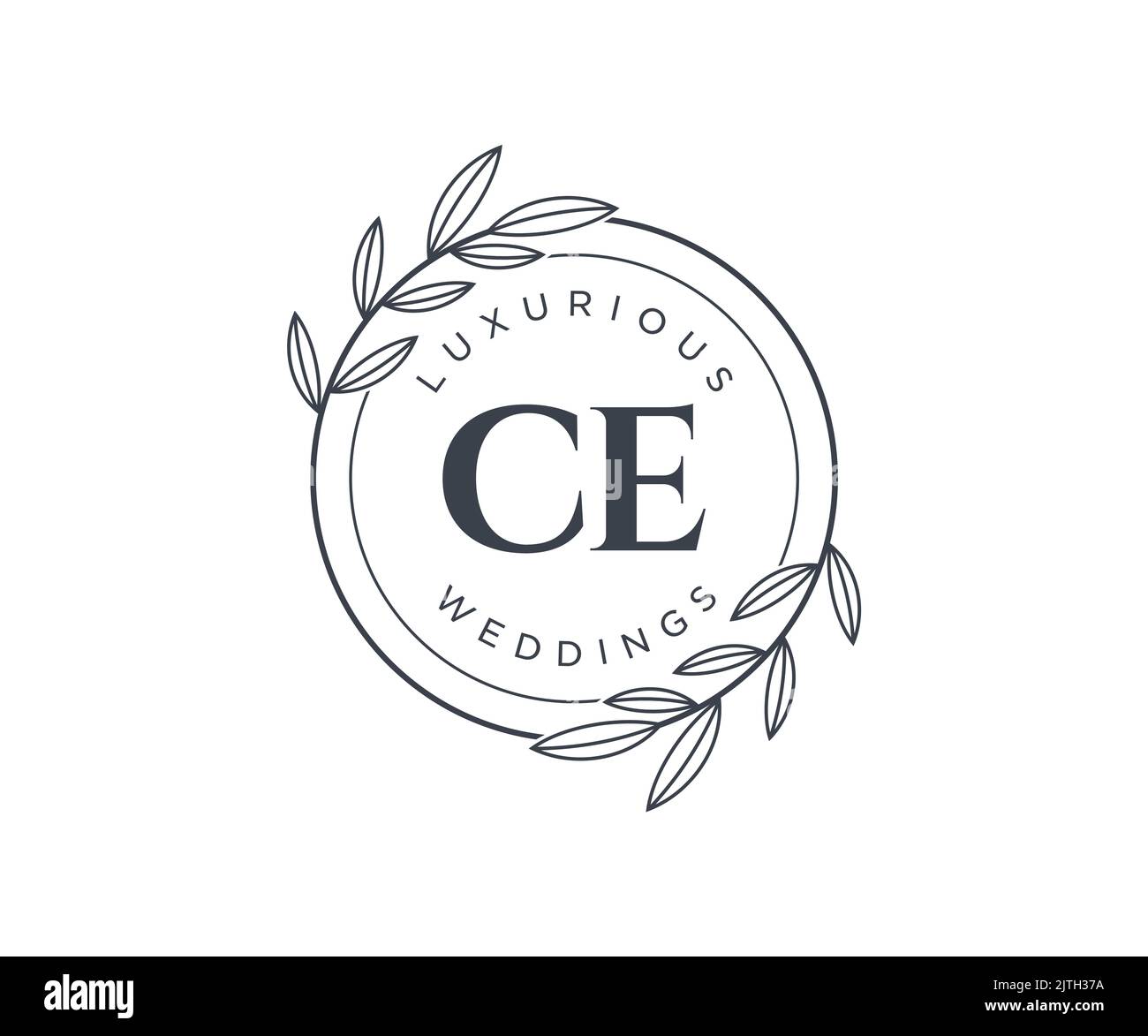 CE Initials letter Wedding monogram logos template, hand drawn modern minimalistic and floral templates for Invitation cards, Save the Date, elegant Stock Vector