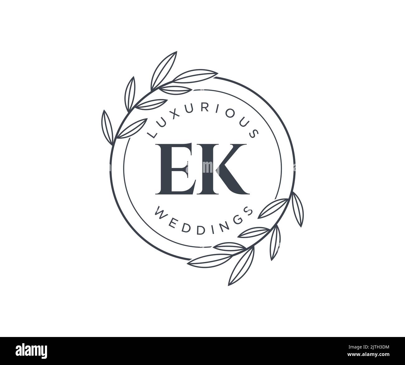 EK Initials letter Wedding monogram logos template, hand drawn modern minimalistic and floral templates for Invitation cards, Save the Date, elegant Stock Vector