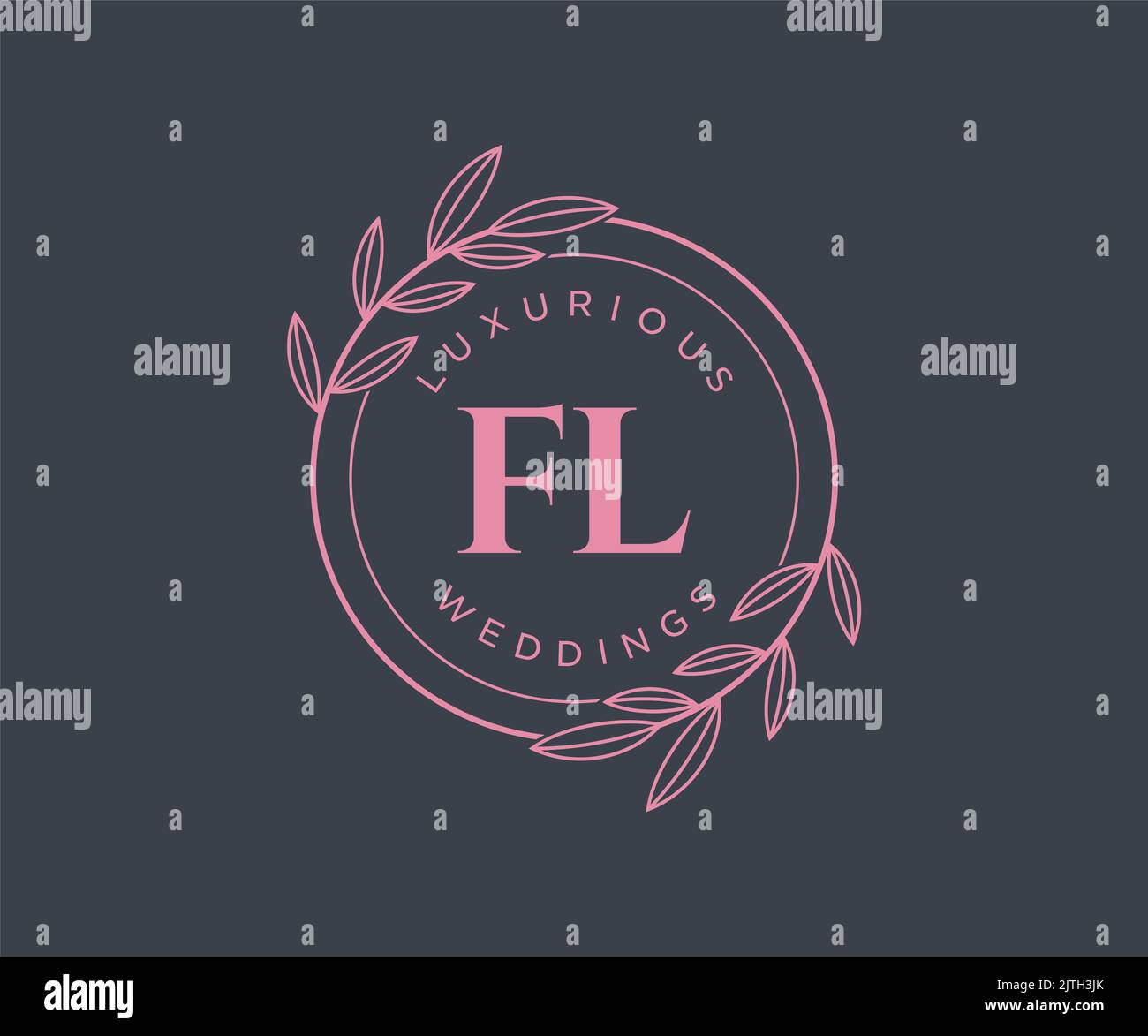 FL Initials letter Wedding monogram logos template, hand drawn modern minimalistic and floral templates for Invitation cards, Save the Date, elegant Stock Vector