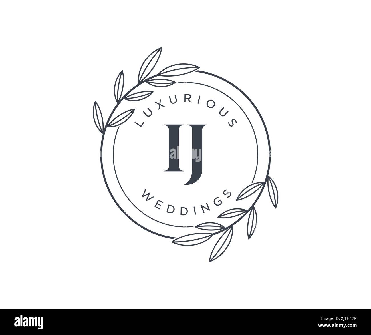 IJ Initials letter Wedding monogram logos template, hand drawn modern minimalistic and floral templates for Invitation cards, Save the Date, elegant Stock Vector