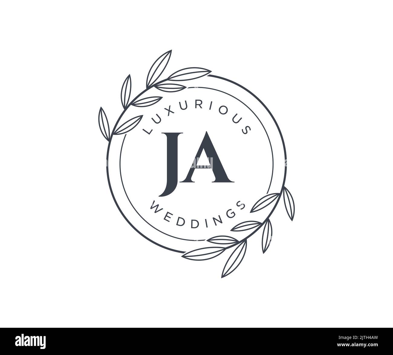 JA Initials letter Wedding monogram logos template, hand drawn modern