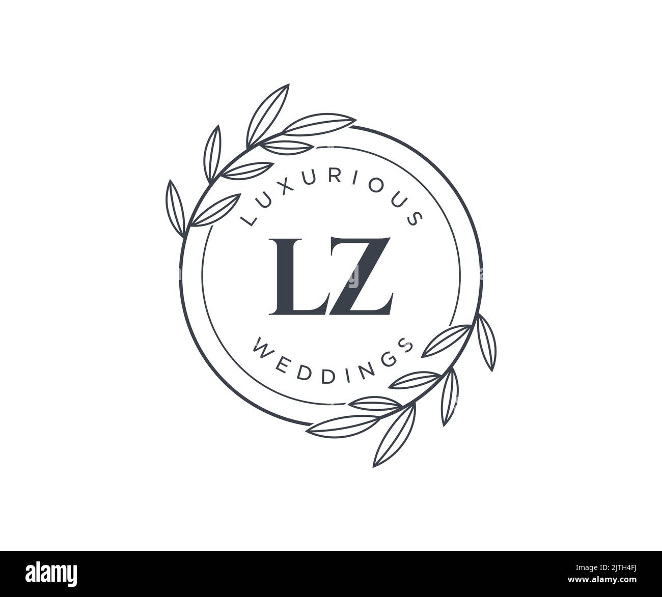 LZ Initials letter Wedding monogram logos template, hand drawn modern minimalistic and floral templates for Invitation cards, Save the Date, elegant Stock Vector