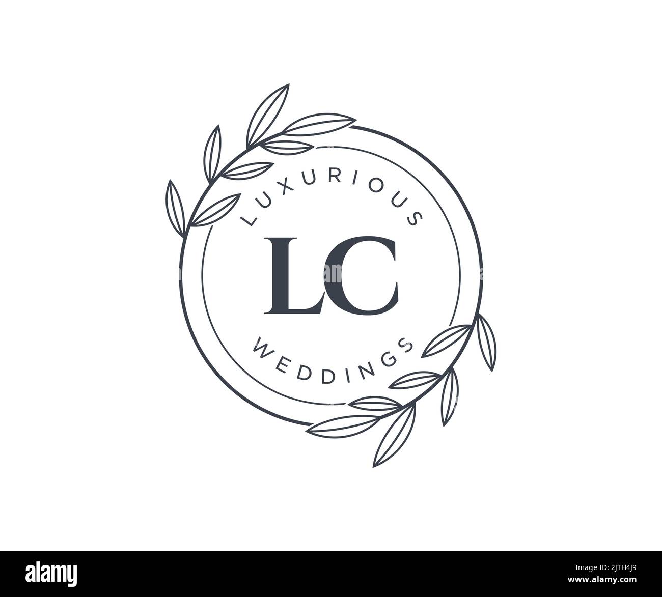 LC Initials letter Wedding monogram logos template, hand drawn modern minimalistic and floral templates for Invitation cards, Save the Date, elegant Stock Vector