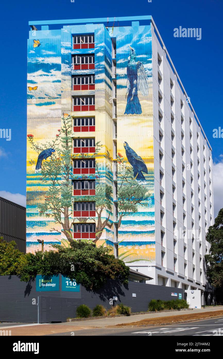 Auckland, New Zealand, 31 Aug, 2022. Artist Laken Whitecliffe has painted a 12-storey mural as a fundraiser for a Hospice. Credit: David Rowland/Alamy Live News Stock Photo