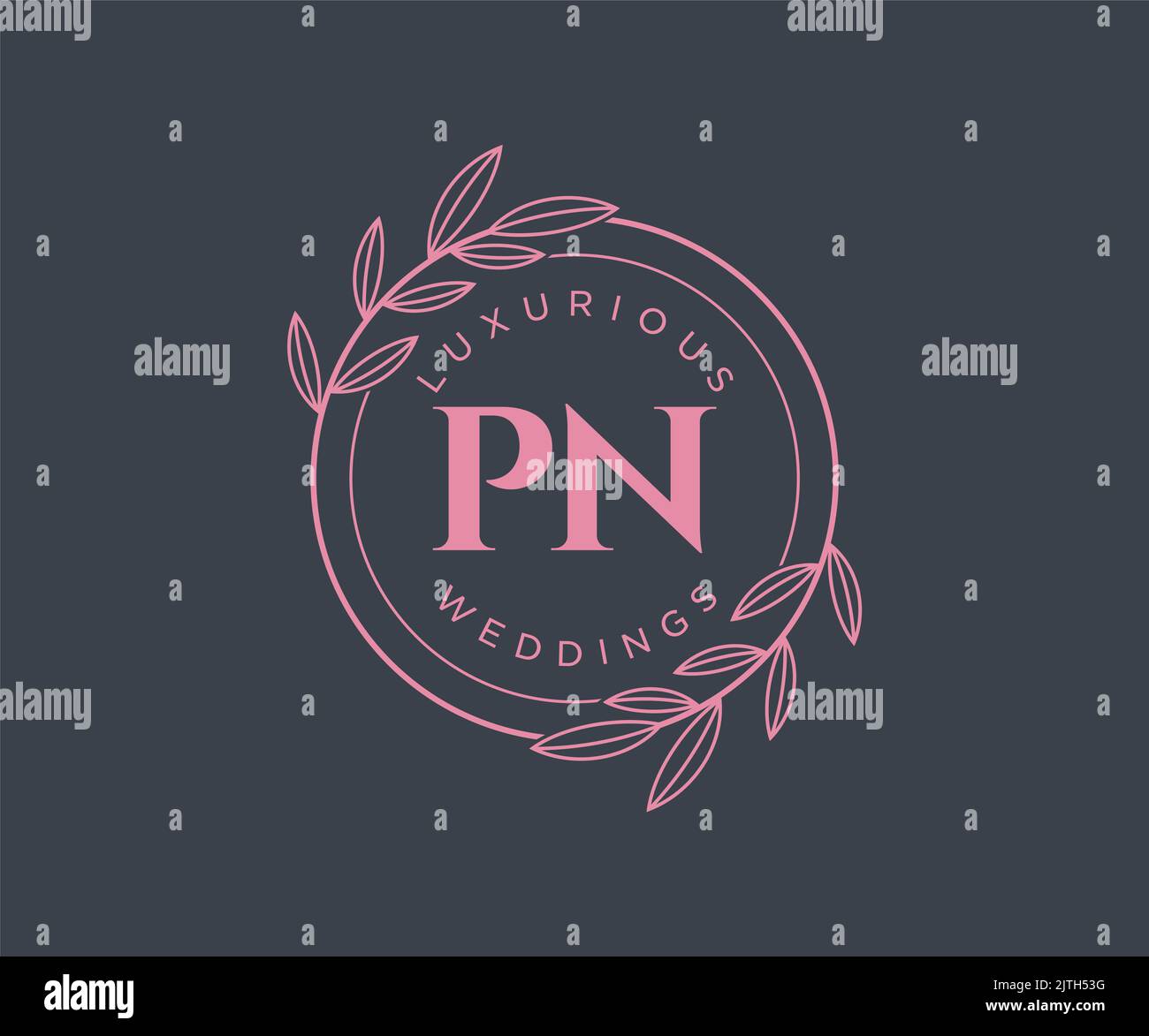 PN Initials letter Wedding monogram logos template, hand drawn modern minimalistic and floral templates for Invitation cards, Save the Date, elegant Stock Vector