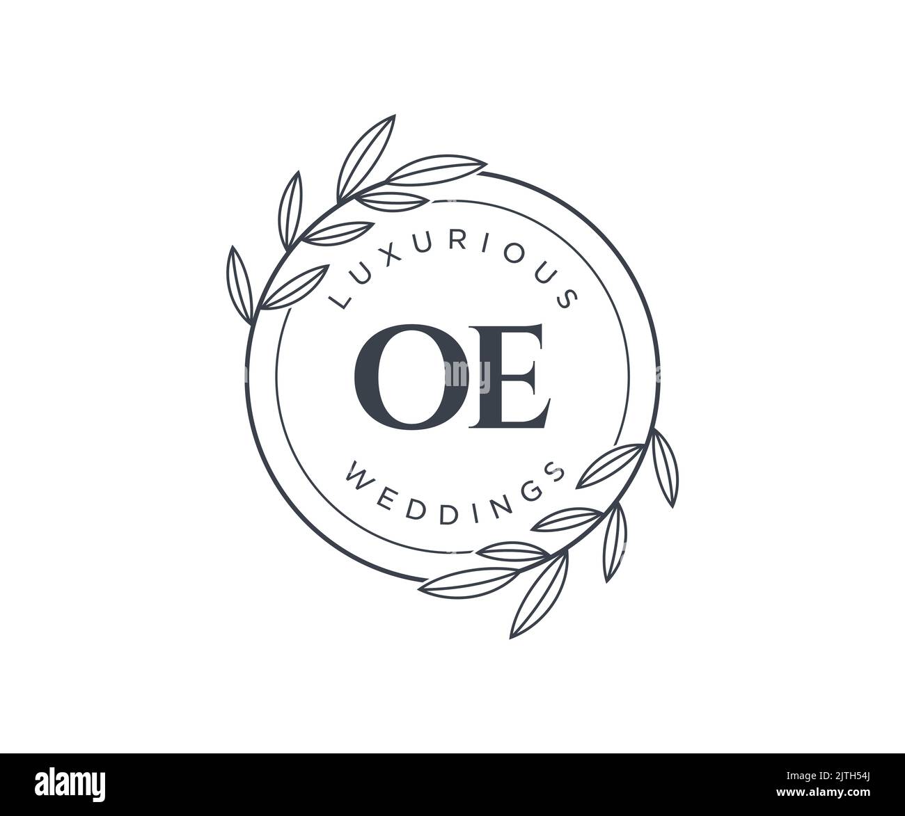 OE Initials letter Wedding monogram logos template, hand drawn modern minimalistic and floral templates for Invitation cards, Save the Date, elegant Stock Vector