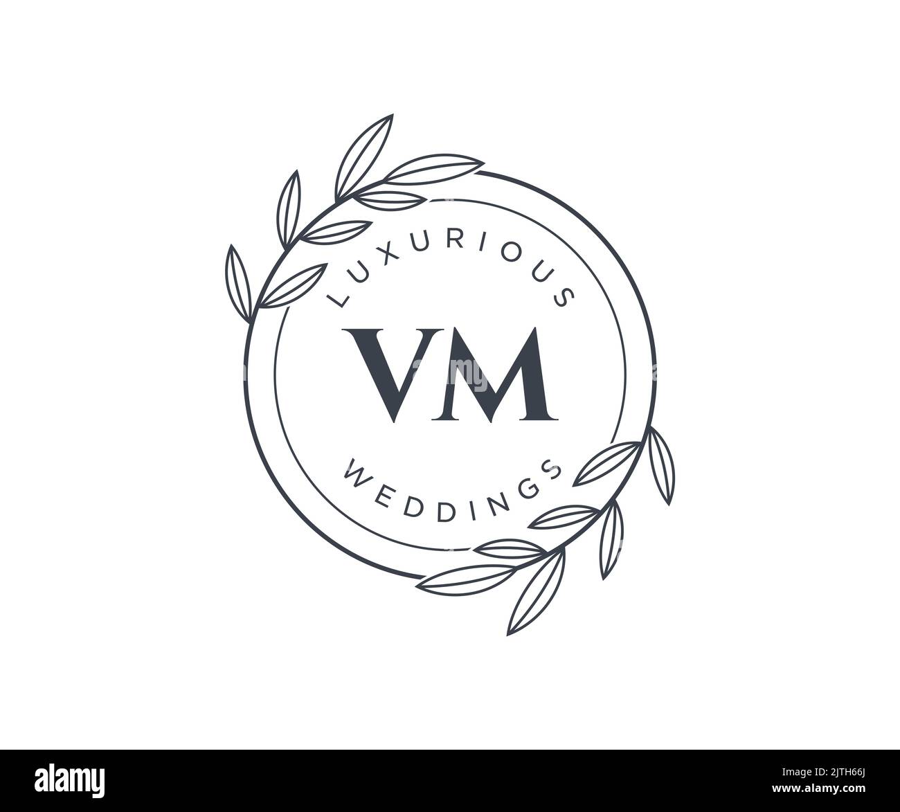 VM Initials letter Wedding monogram logos template, hand drawn modern ...