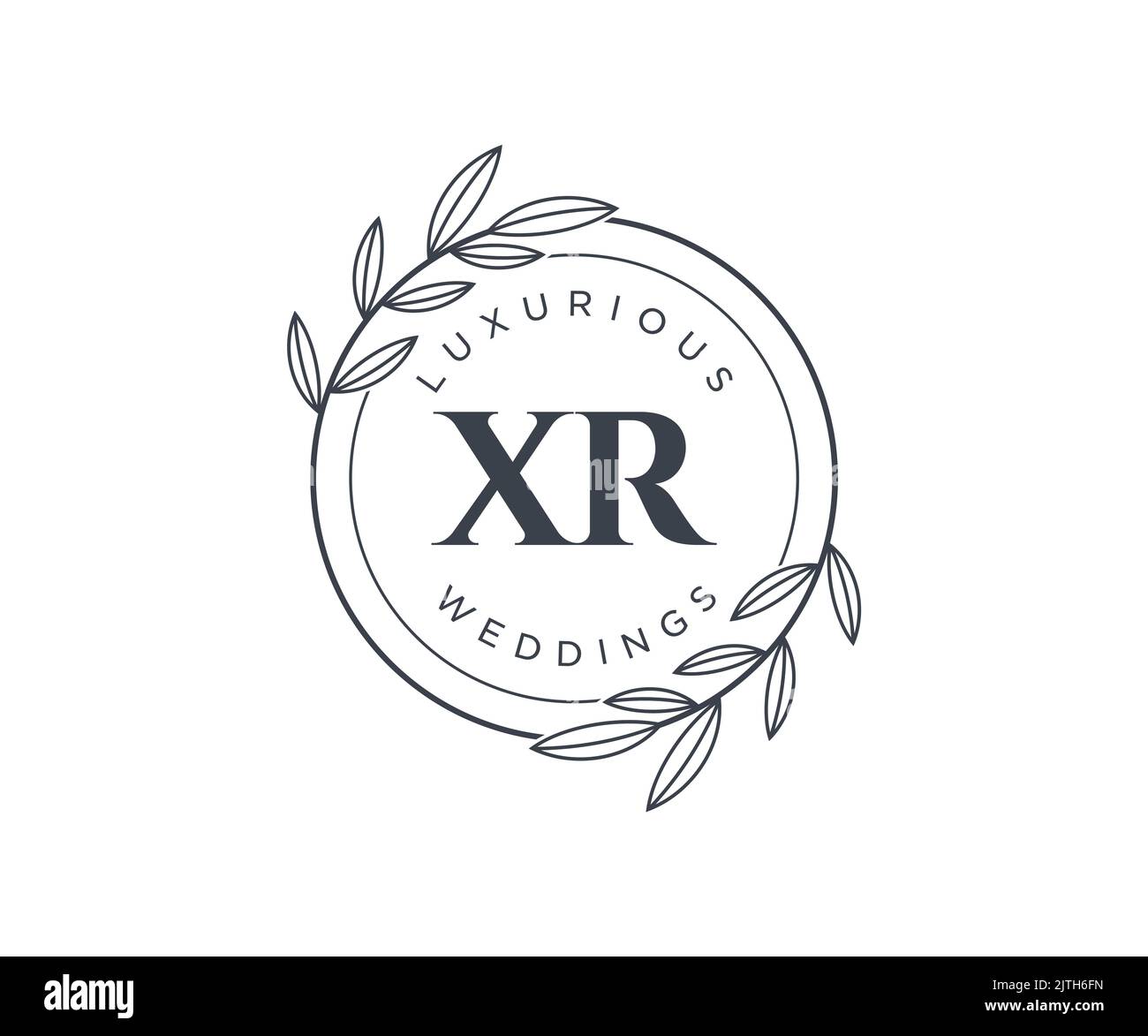 XR Initials letter Wedding monogram logos template, hand drawn modern minimalistic and floral templates for Invitation cards, Save the Date, elegant Stock Vector