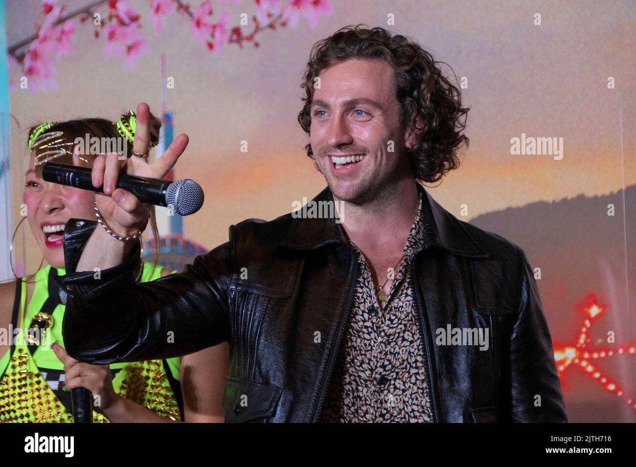 Aaron Taylor-Johnson attends the stage greeting for 'Bullet Train' in Kyoto-Prefecture, Japan on August 23, 2022. Credit: AFLO/Alamy Live News Stock Photo