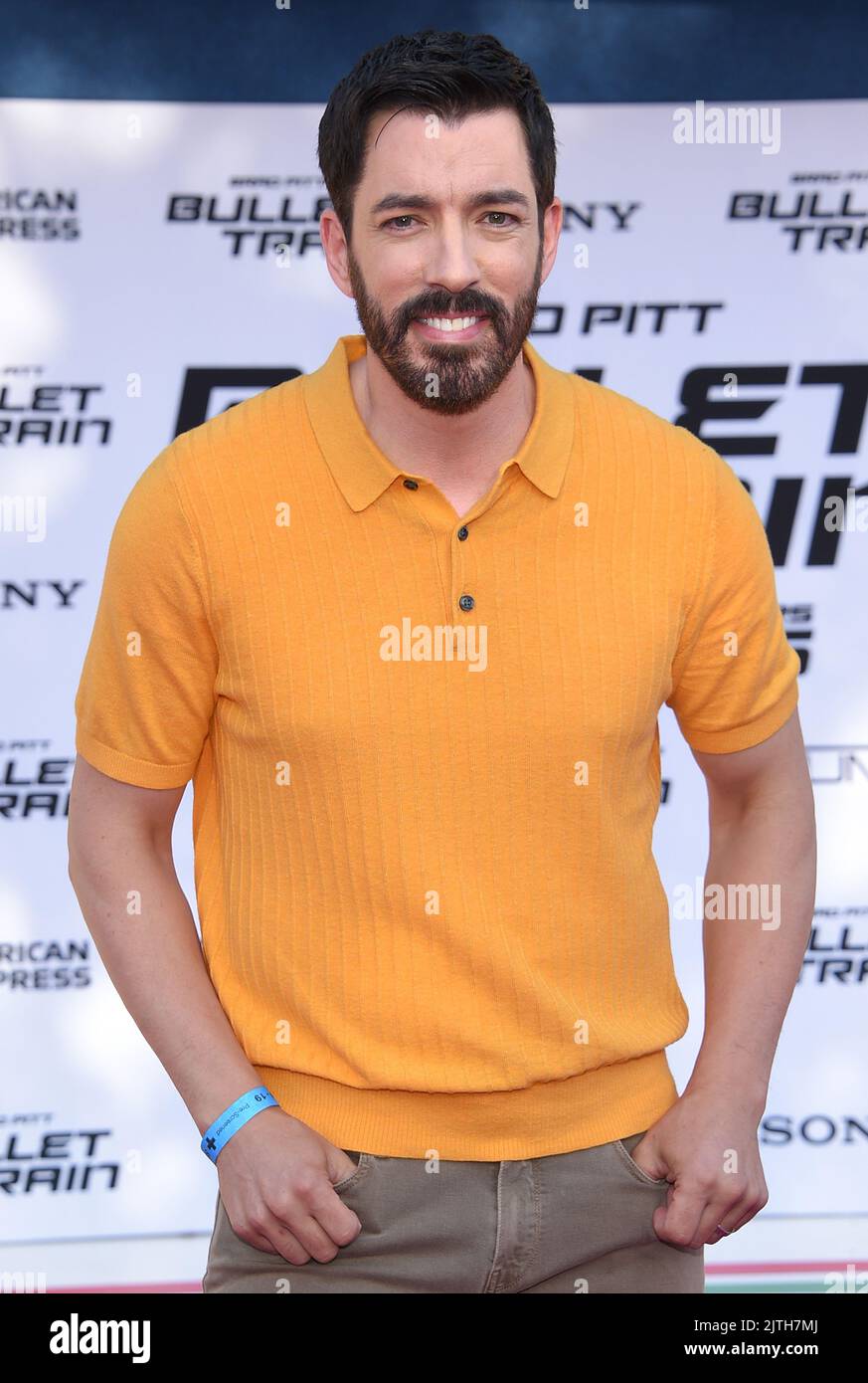 Drew Scott arriving to the Los Angeles premiere of "Bullet Train" held