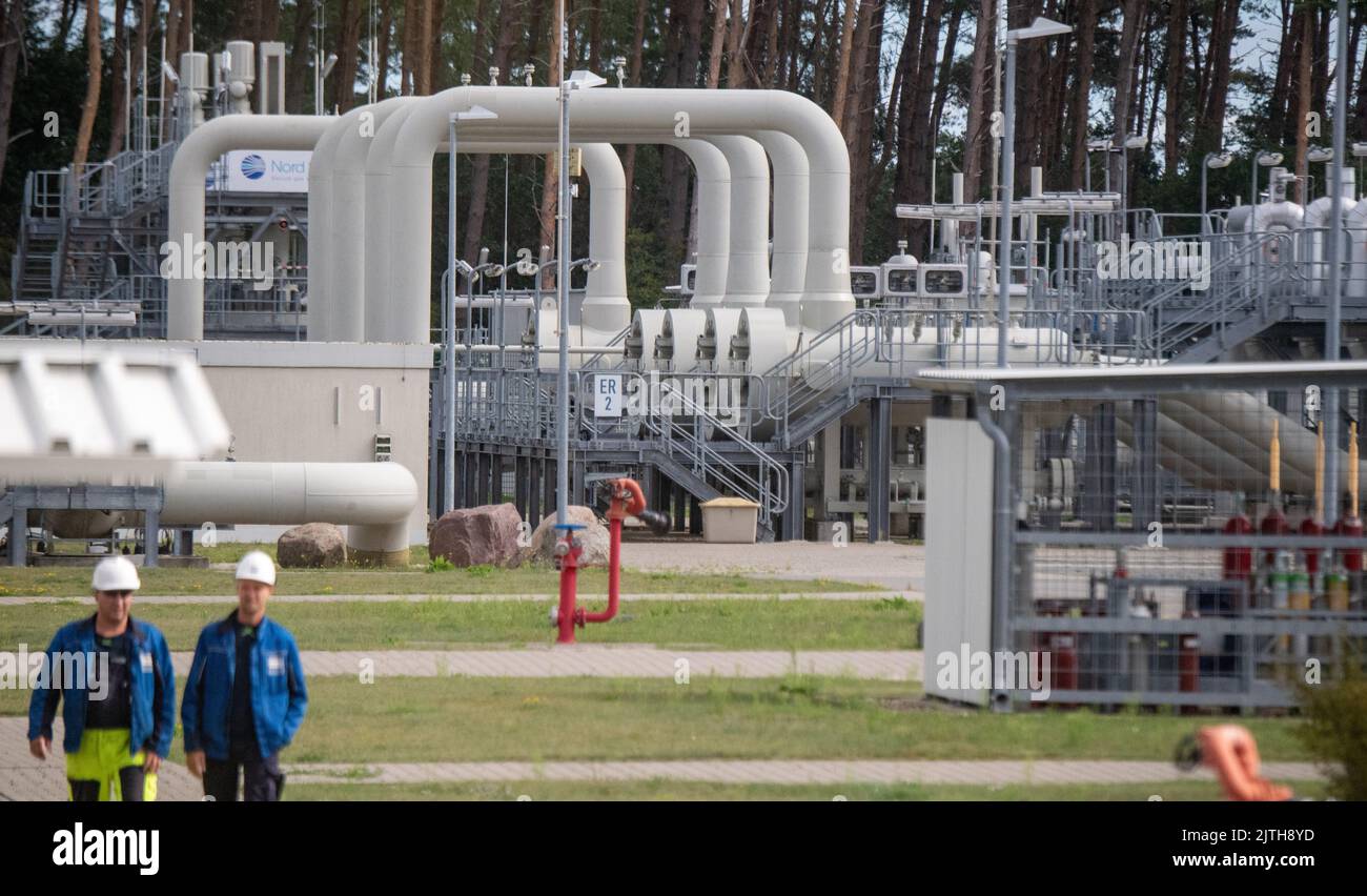 30 August 2022, MecklenburgWestern Pomerania, Lubmin Pipe systems and