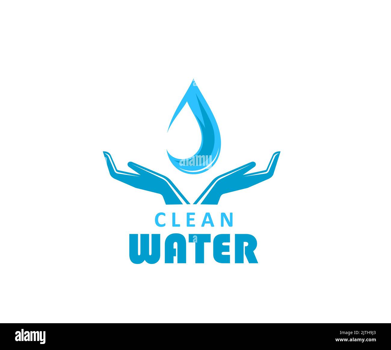 Clean water icon. Woman hands with drop. Distilled or mineral water