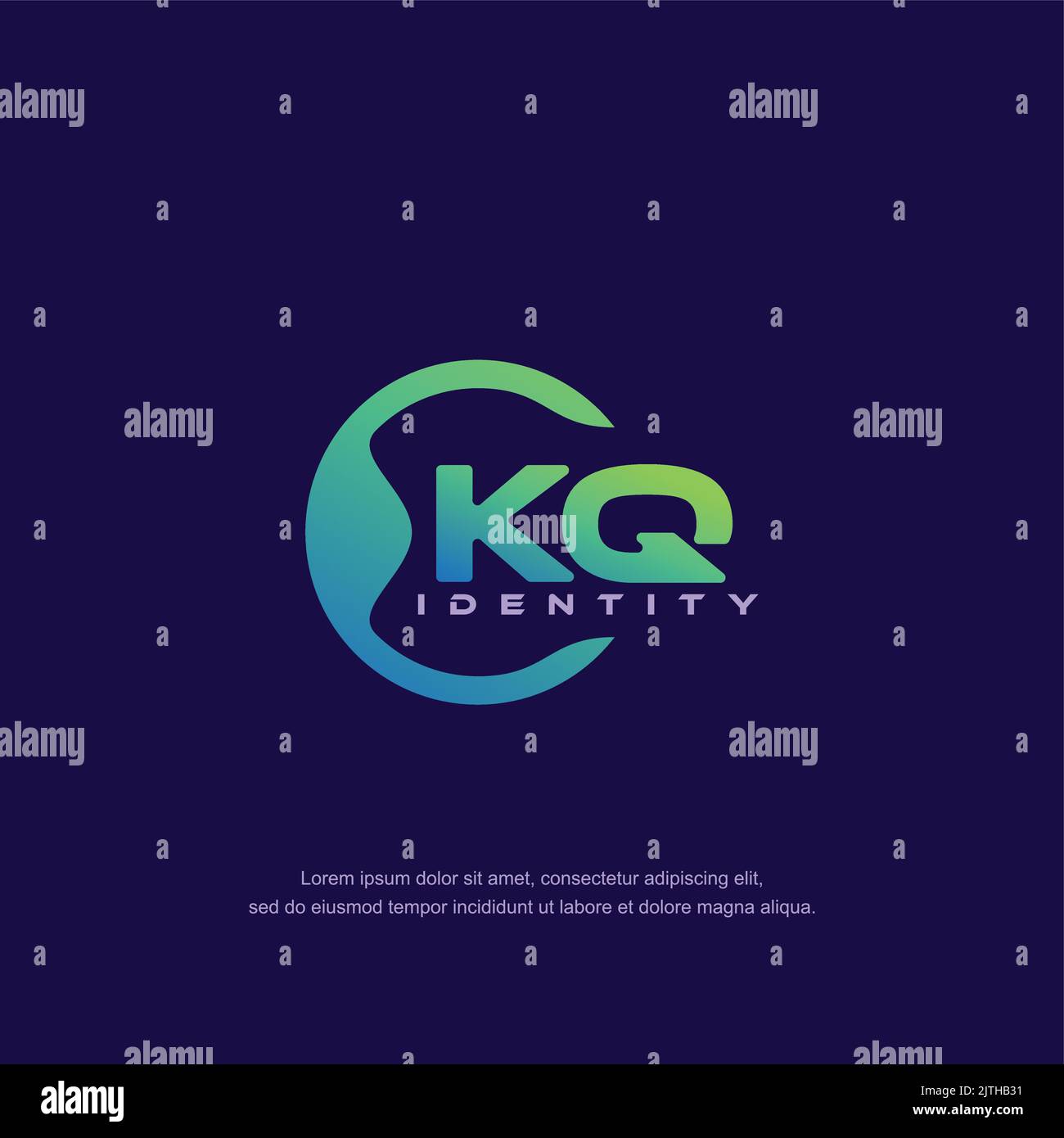 KQ Initial letter circular line logo template vector with gradient color Stock Vector