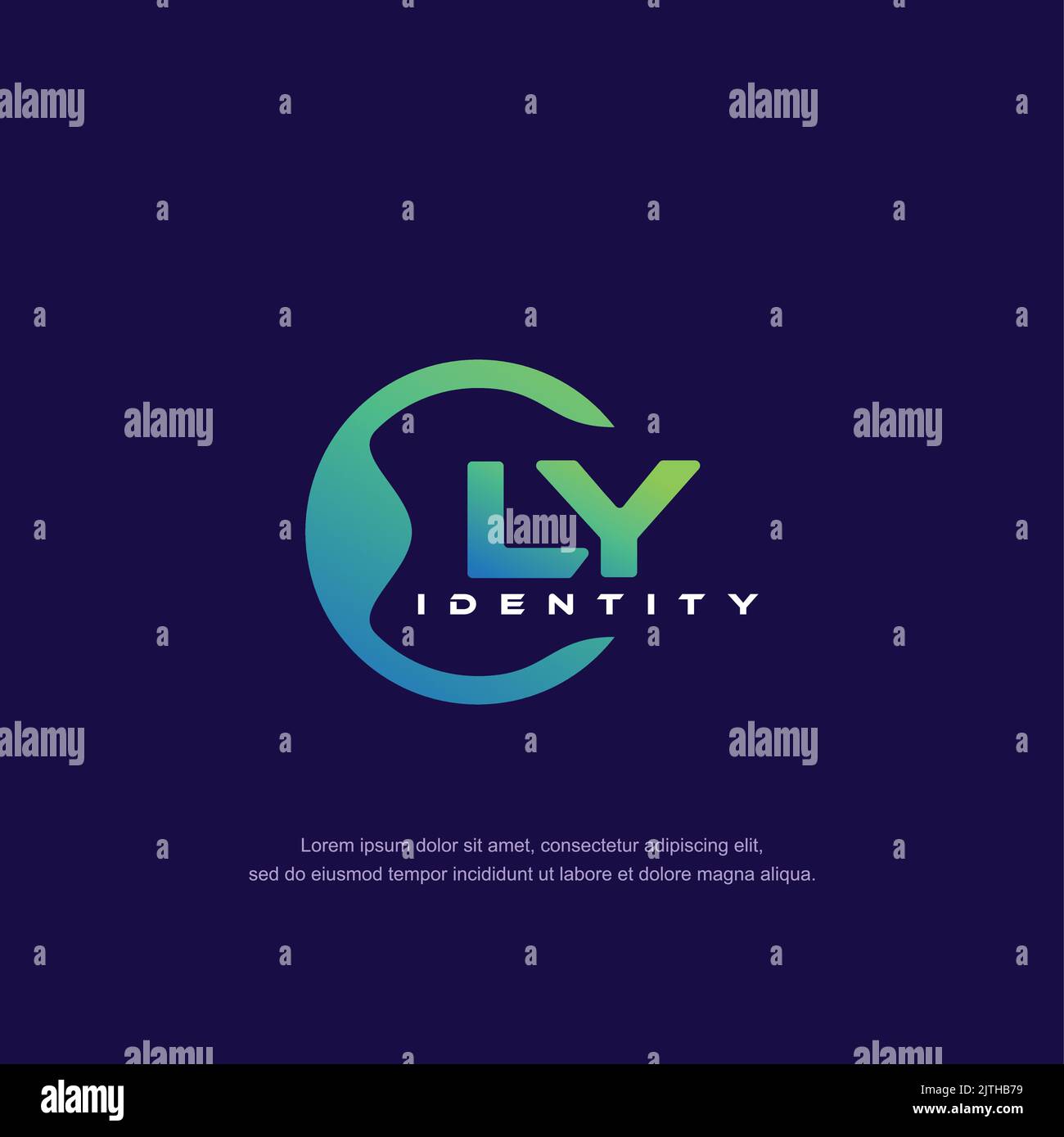 LY Initial letter circular line logo template vector with gradient color Stock Vector