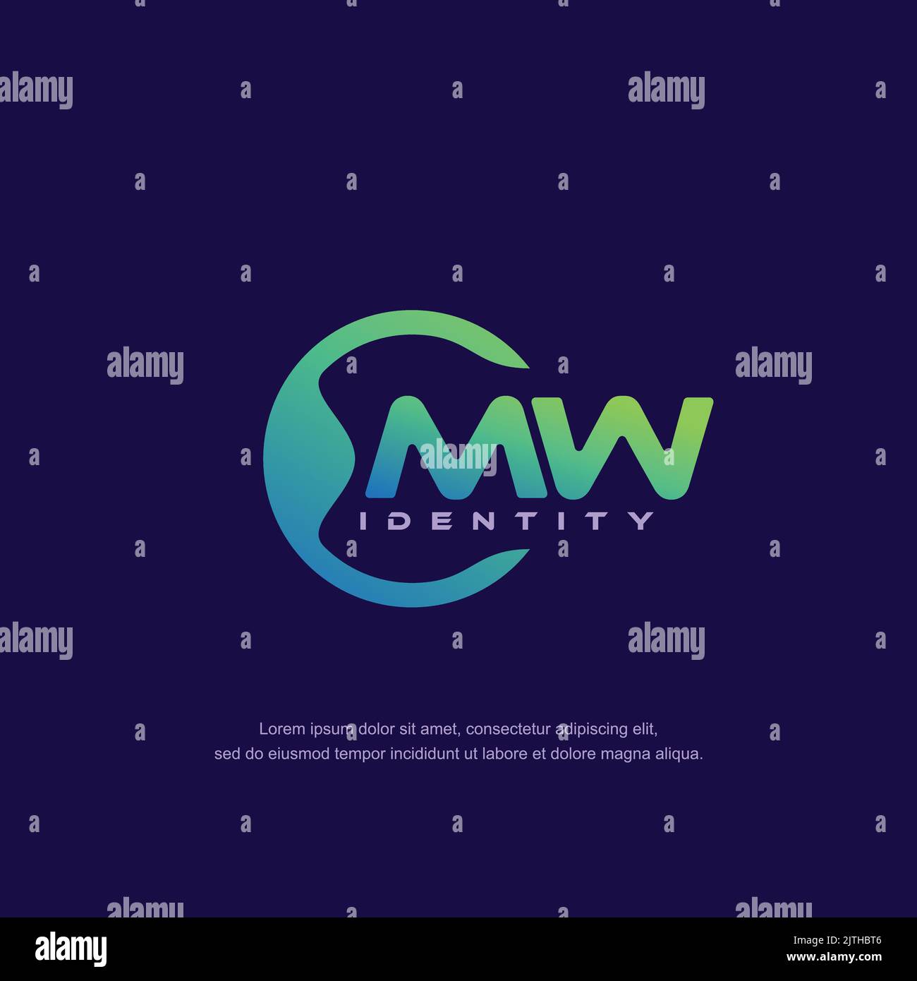 MW Initial letter circular line logo template vector with gradient ...