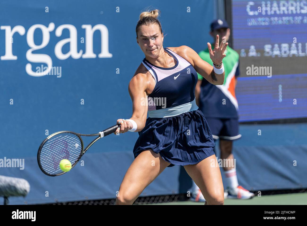 new-york-ny-august-30-2022-aryna-sabalenka-returns-ball-during-us