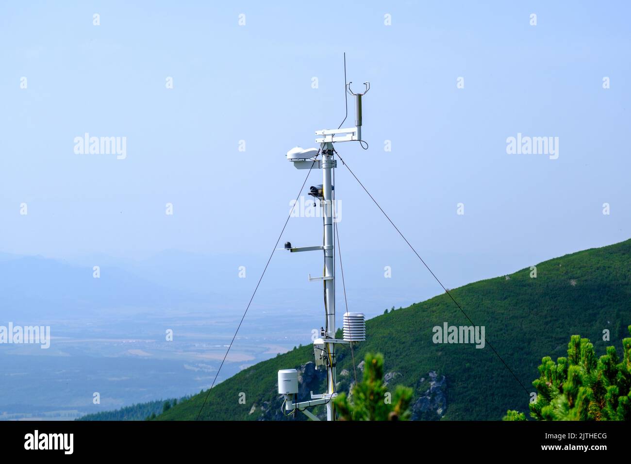 Anemometers, a small meteorological station in the Tatra Mountains on a ...