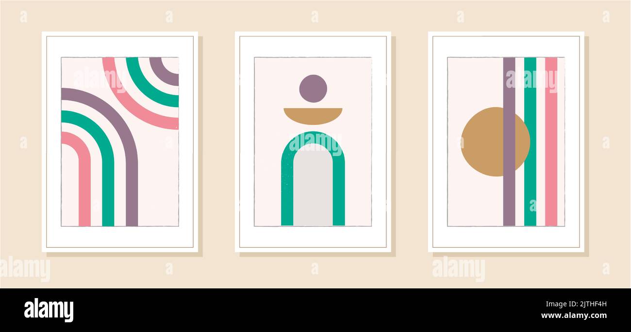 Set of minimalist geometric art posters. Contemporary design posters