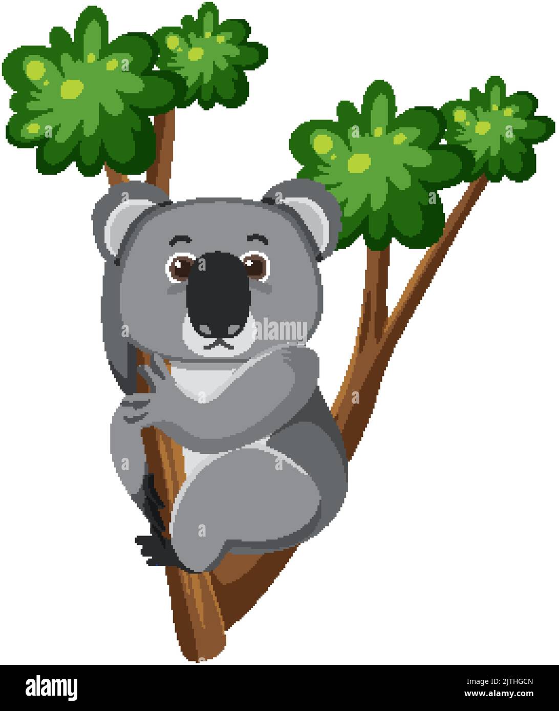 Koala climb on a tree in cartoon style illustration Stock Vector Image