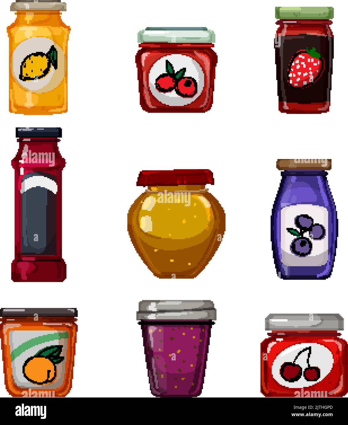 jam fruit food set cartoon vector illustration Stock Vector Image & Art
