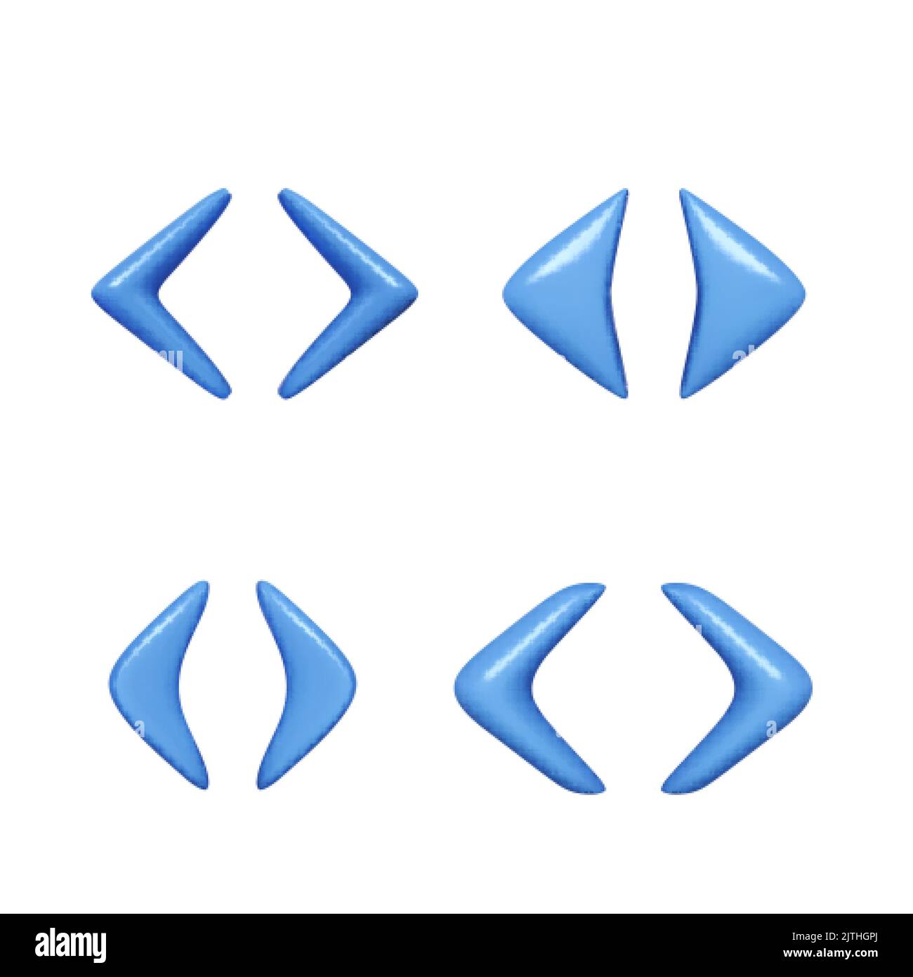Arrow 3d button set. Arrow icon set blue color on white background. Isolated interface line symbol for app. Application sign element collection. Vecto Stock Vector