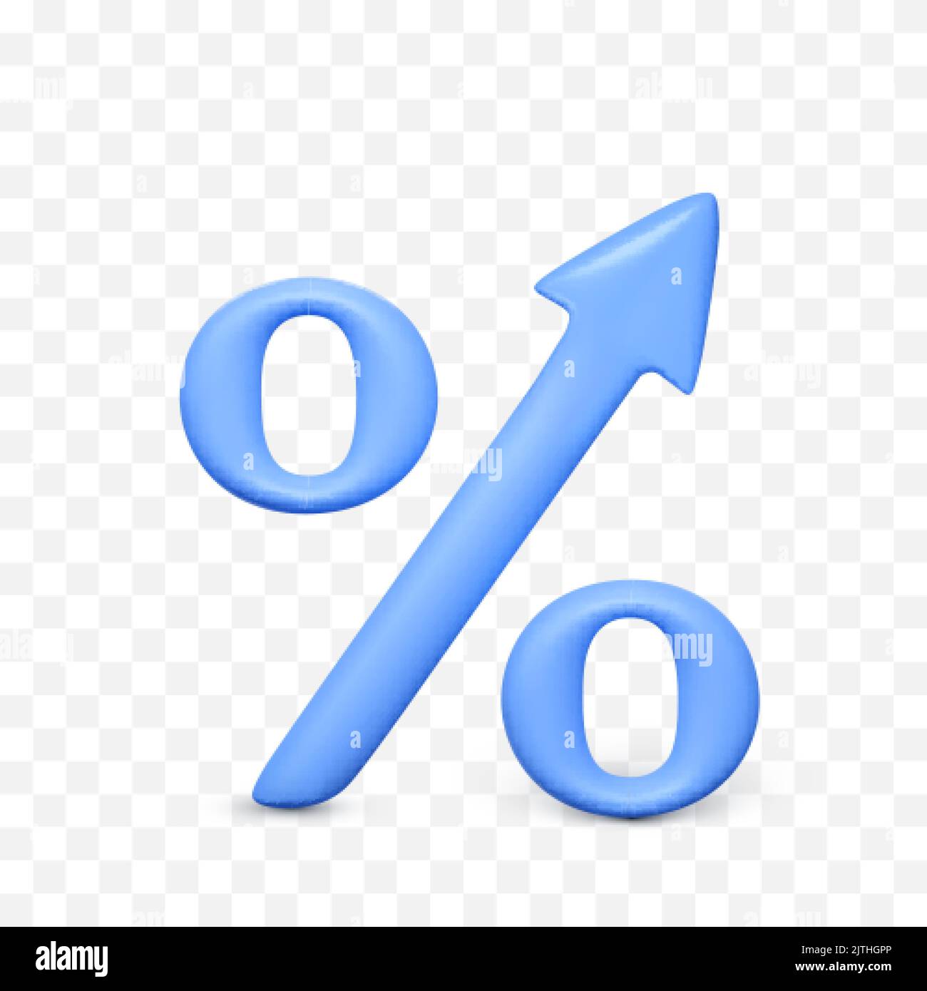 Percent rise arrow icon. Economic growth concept. 3D render of interest sign with arrow. vector illustration isolated on transparent background Stock Vector
