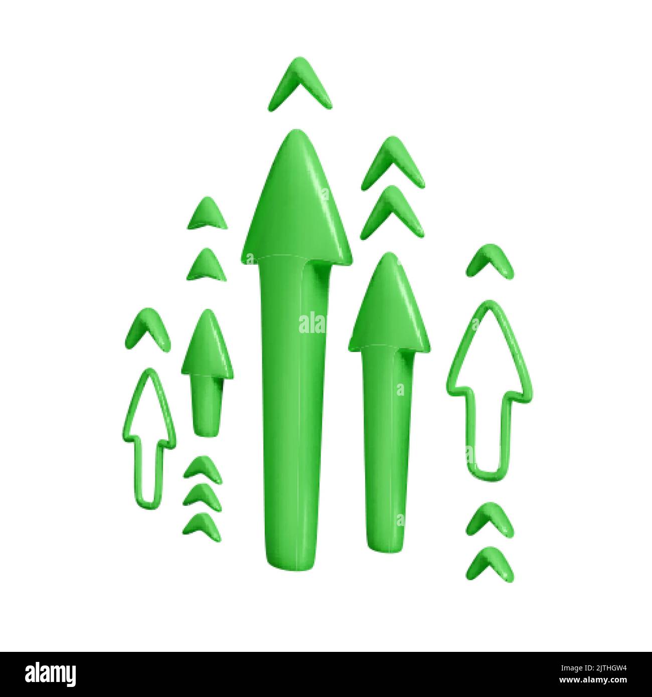 3D green arrows set. Render arrows motion up. Vector illustration isolated on white background Stock Vector
