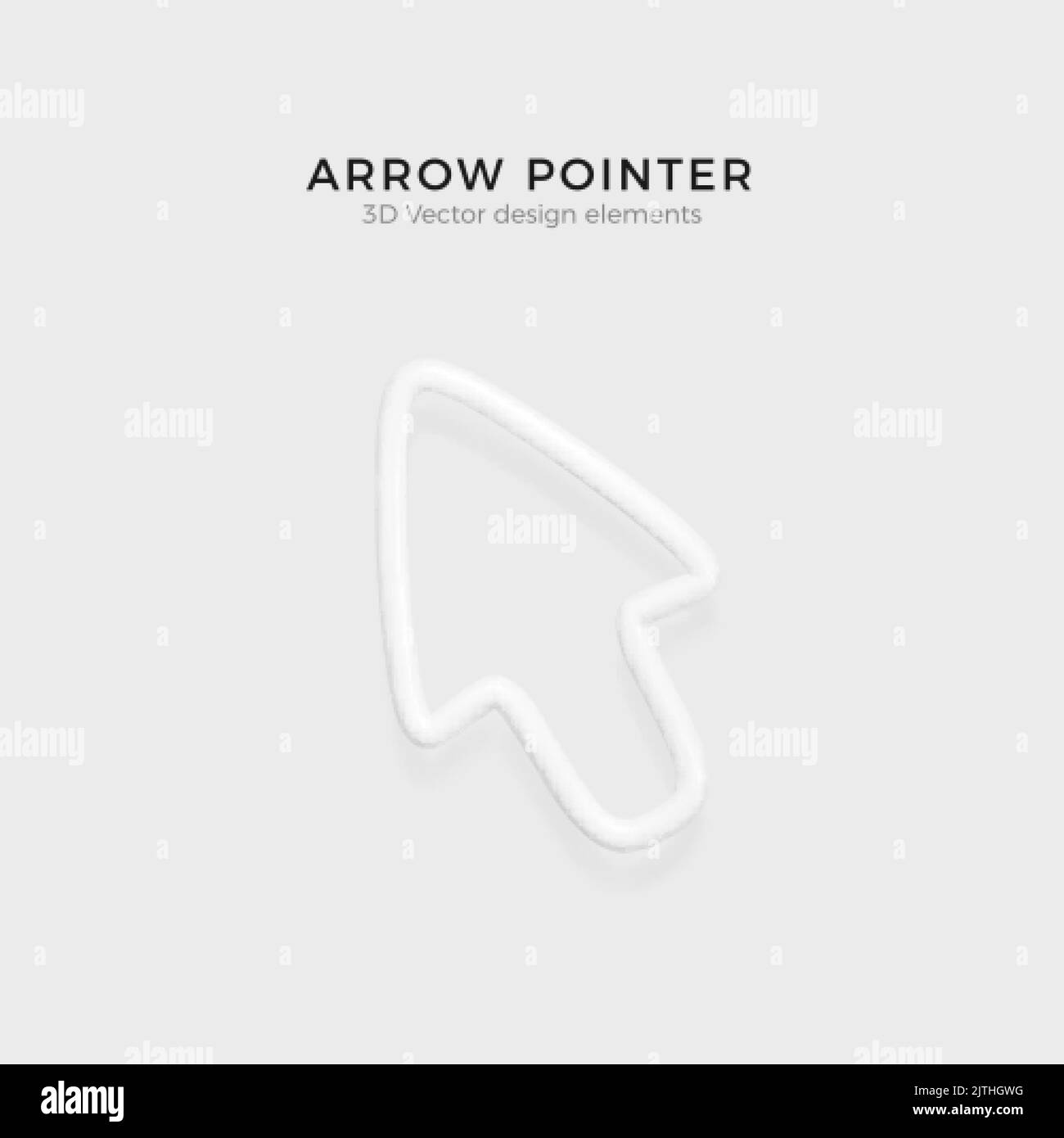 White arrow pointer in realistic cartoon style. 3D cursor symbol with shadow. Vector illustration Stock Vector