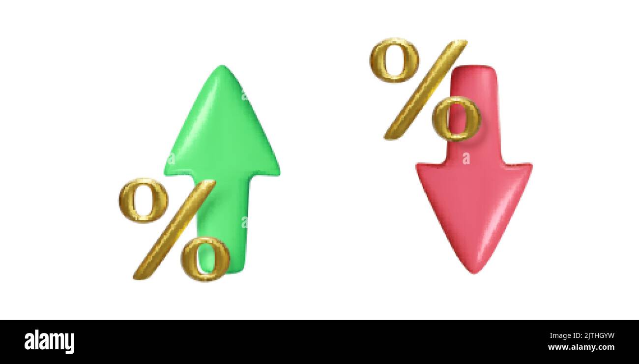 Percentage with arrow up and down. Banking credit or interest rate concept. Vector illustration Stock Vector